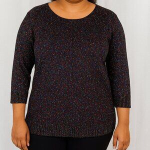 Drapers & Damons Sweater Metallic Knit Sparkly Stretchy Pullover-Petite XL